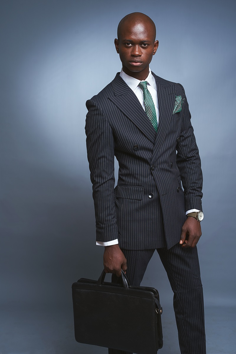 Black Pinstripe Wool Double-breasted Suit