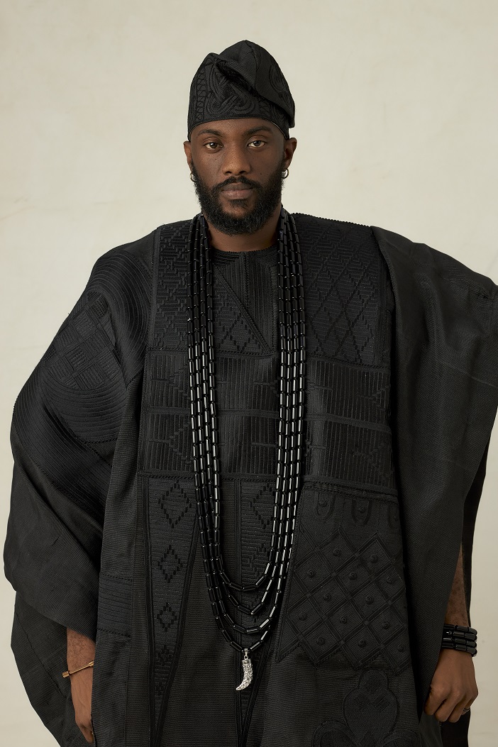 Black Asooke three piece Agbada